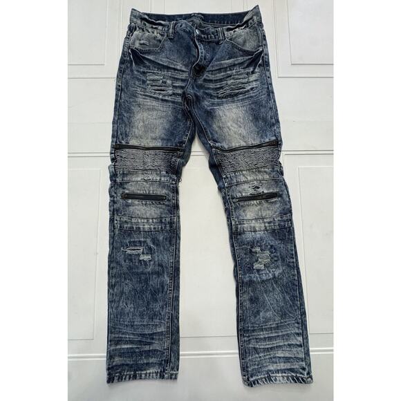 CJ BLACK Premium Jeans Mens Size 32x34 Blue Denim Skinny Flex Zipper Accents - Picture 1 of 7
